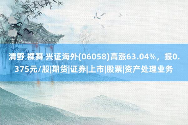 清野 裸舞 兴证海外(06058)高涨63.04%，报0.375元/股|期货|证