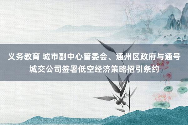 义务教育 城市副中心管委会、通州区政府与通号城交公司签署低空经济策略招引条约