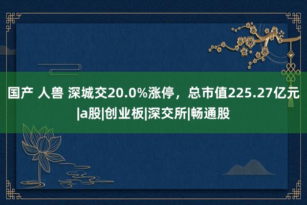 国产 人兽 深城交20.0%涨停，总市值225.27亿元|a股|创业板|深交所|